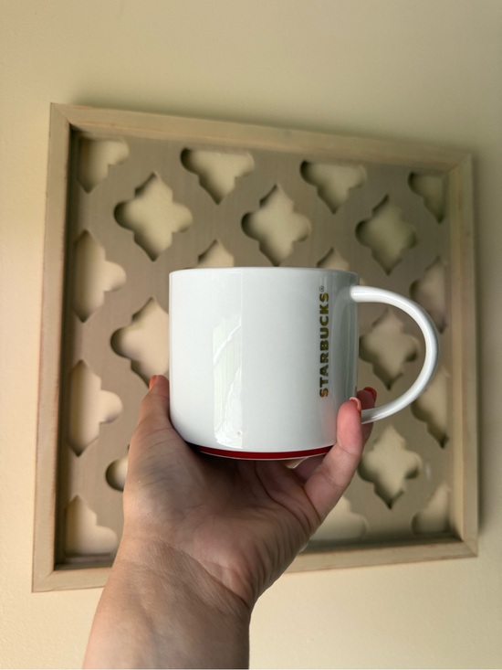 Starbucks Other - Starbucks White Ceramic Mug with Red Rim and Gold Logo